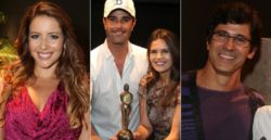 Elenco de 'Rei Davi' festeja prêmio internacional na Record,Renata Domínguez, Rodrigo Phavanello, Raquel Nunes e Leonardo Brício