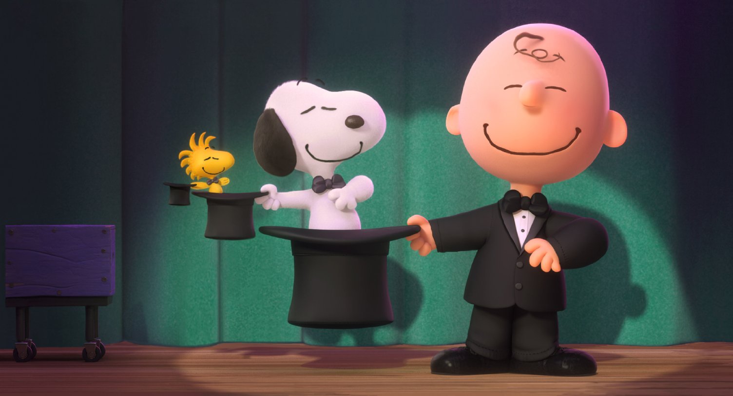 Charlie Brown e Snoppy fazendo magica