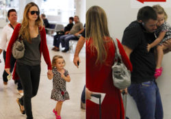 Fernanda Rodrigues circula com a família em aeroporto carioca