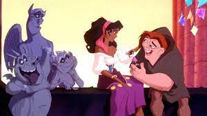 As gargulas,Esmeralda e Quasimodo