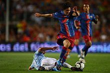 Messi em partida contra o Manchester City pela final do Troféu Joan Gamper