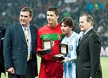 Messi ao lado de Cristiano Ronaldo num duelo entre Portugal e Argentina imagoi