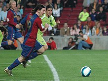 Messi durante a jogada do gol contra o Getafe, muito semelhante ao de Diego Maradona imagoi