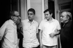 Chico Buarque com alguns dos seus parceiros (Manuel Bandeira, Tom Jobim e Vinicius de Moraes)