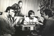 Roberto Carlos, Erasmo Carlos e Wanderléa durante a gravação do filme Roberto Carlos e o Diamante Cor-de-rosa, 1970. Arquivo Nacional.