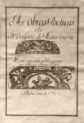 Frontispício de edição de 1775 dos poemas de Gregório de Matos